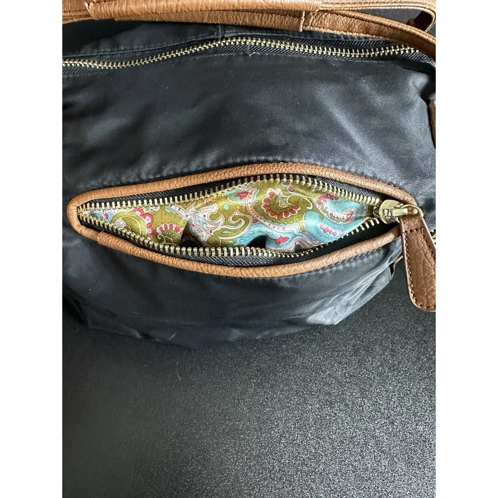 Big Buddha Black BOHO Crossbody Double Handle‎ Mailbag Purse Satchel Paisley Bag